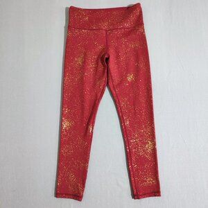ZYIA Active Leggings women's size 6-8 red with gold decoration Sporty Yoga